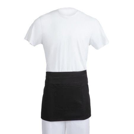Must polüesterpuuvillast lühike ettekandja esiliist 373 x 750 mm - Whites Chefs Clothing - Fourniresto