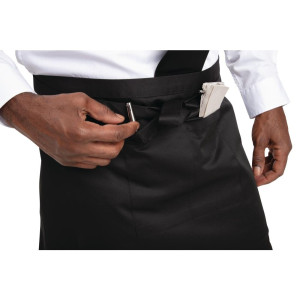 Must polüesterpuuvillast lühike ettekandja esiliist 373 x 750 mm - Whites Chefs Clothing - Fourniresto