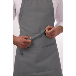 Põlle esiliistme ja reguleeritava kaelapaelaga topelttaskuga hall 610 x 860 mm - Chef Works - Fourniresto