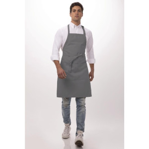 Põlle esiliistme ja reguleeritava kaelapaelaga topelttaskuga hall 610 x 860 mm - Chef Works - Fourniresto