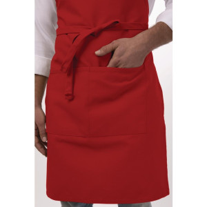 Põlle esipaneeliga, reguleeritava kaelapaela ja topelttaskuga punane 610 x 860 mm - Chef Works - Fourniresto