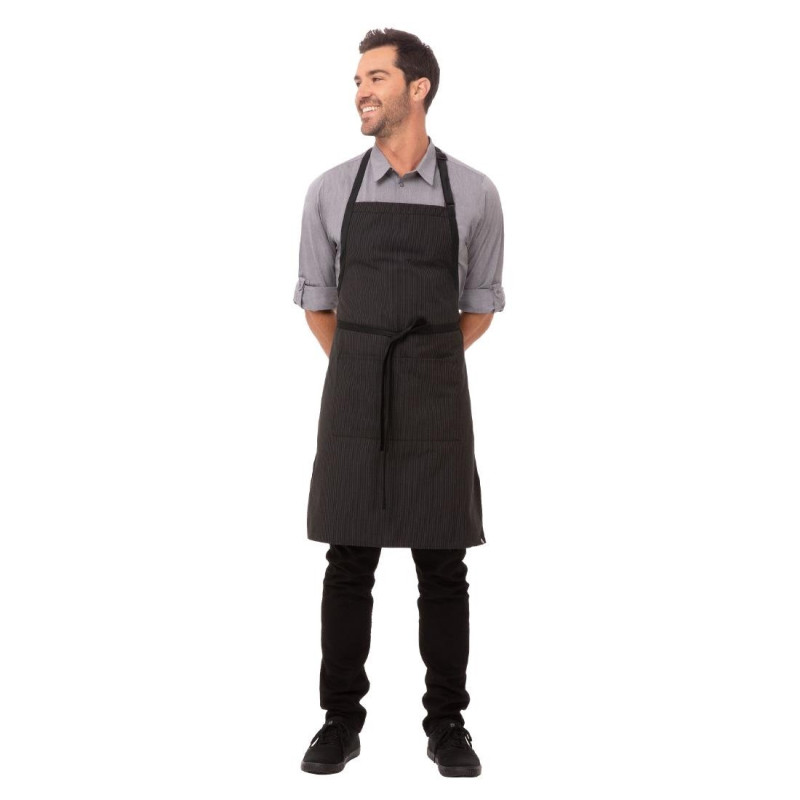Tablier Bavette à Fines Rayures 610 x 850 mm - Chef Works - Fourniresto Tablier Bavette à Fines Rayures 610 x 850 mm - Chef Works - Fourniresto