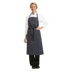 Premium triibuline mereväe sinine ja valge rätik eesriie - Chef Works - Fourniresto