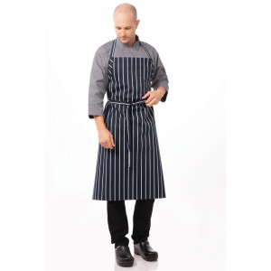 Premium triibuline mereväe sinine ja valge rätik eesriie - Chef Works - Fourniresto