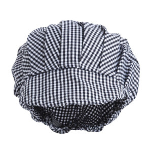 Charlotte sinine ja valge ruuduline polüester-puuvillane peakate - universaalne suurus - Whites Chefs Clothing - Fourniresto