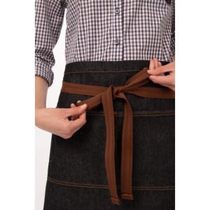 Must Memphisi lühike must puuvillane kelneri esiliist 725 x 480 mm - Chef Works - Fourniresto