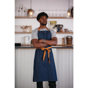 Serveerija teksariietest sinine esiliist puuvillase vööga 1000 x 700 mm - Whites Chefs Clothing - Fourniresto