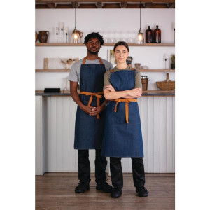 Serveerija teksariietest sinine esiliist puuvillase vööga 1000 x 700 mm - Whites Chefs Clothing - Fourniresto