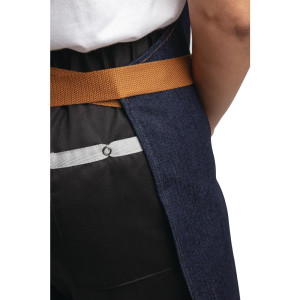 Serveerija teksariietest sinine esiliist puuvillase vööga 1000 x 700 mm - Whites Chefs Clothing - Fourniresto