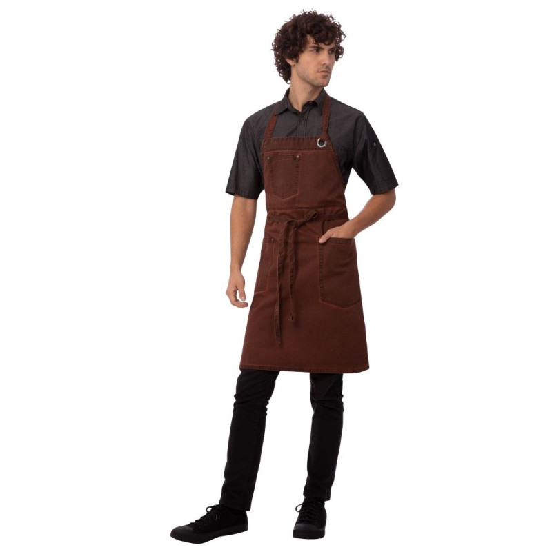 Urban Dorset Rust Bib Apron in Cotton 765 x 865 mm - Chef Works - Fourniresto Urban Dorset Rust Bib Apron in Cotton 765 x 865 mm - Chef Works - Fourniresto