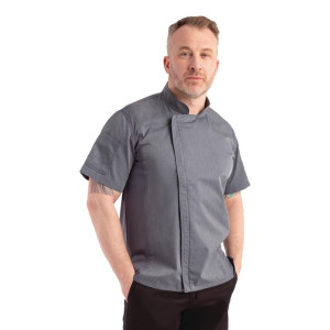 Kokandusjaki segamaterjalist lühikeste varrukatega tõmblukuga tumesinine - suurus XL - Chef Works - Fourniresto
