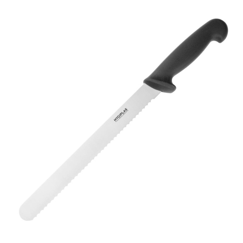 Couteau À Trancher Denté Noir Lame 25,5 Cm - Hygiplas - Fourniresto Couteau À Trancher Denté Noir Lame 25,5 Cm - Hygiplas - Fourniresto