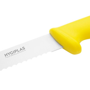 Kollane sakilise teraga lõikenoa pikkus 25,5 cm - Hygiplas - Fourniresto