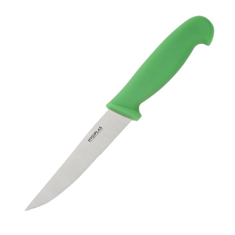 Couteau À Légumes Vert Lame Dentée 10 Cm - Hygiplas - Fourniresto Couteau À Légumes Vert Lame Dentée 10 Cm - Hygiplas - Fourniresto
