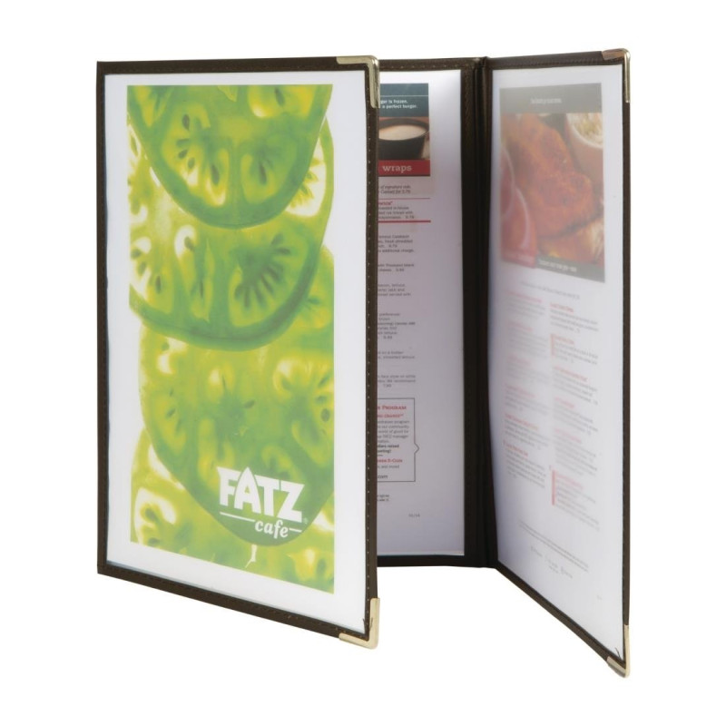 Crystal A4 Triple Menu Cover - Set of 3 - Securit - Fourniresto Crystal A4 Triple Menu Cover - Set of 3 - Securit - Fourniresto