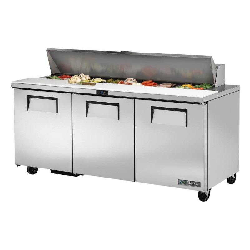 Comptoir de Préparation en Inox 3 Portes 538 L - TRUE - Fourniresto Comptoir de Préparation en Inox 3 Portes 538 L - TRUE - Fourniresto