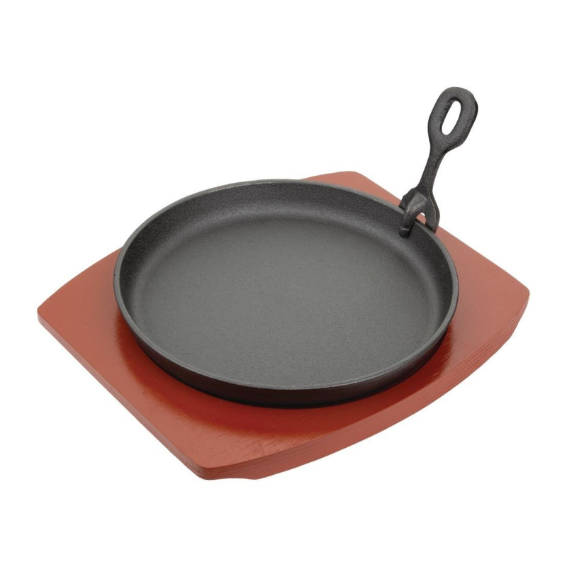 Plat De Service En Fonte Rond Avec Support En Bois Ø 220 Mm - Olympia - Fourniresto Plat De Service En Fonte Rond Avec Support En Bois Ø 220 Mm - Olympia - Fourniresto