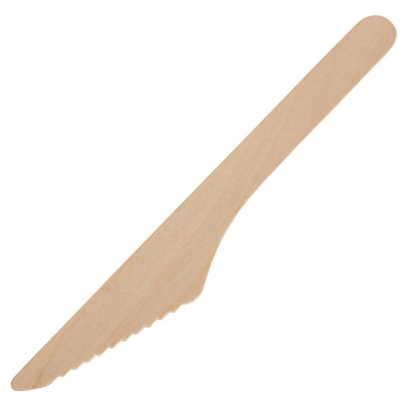 Biodegradable Wooden Knife 165 mm - Pack of 100 - Fiesta Green - Fourniresto Biodegradable Wooden Knife 165 mm - Pack of 100 - Fiesta Green - Fourniresto