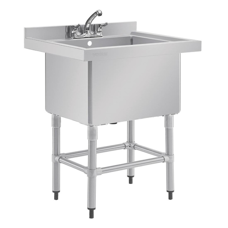 Deep Sink With Backsplash 100 L 770 X 600 Mm - Vogue - Fourniresto Deep Sink With Backsplash 100 L 770 X 600 Mm - Vogue - Fourniresto