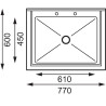 Sügav valamu koos seljatoega 100 L 770 x 600 mm - Vogue - Fourniresto