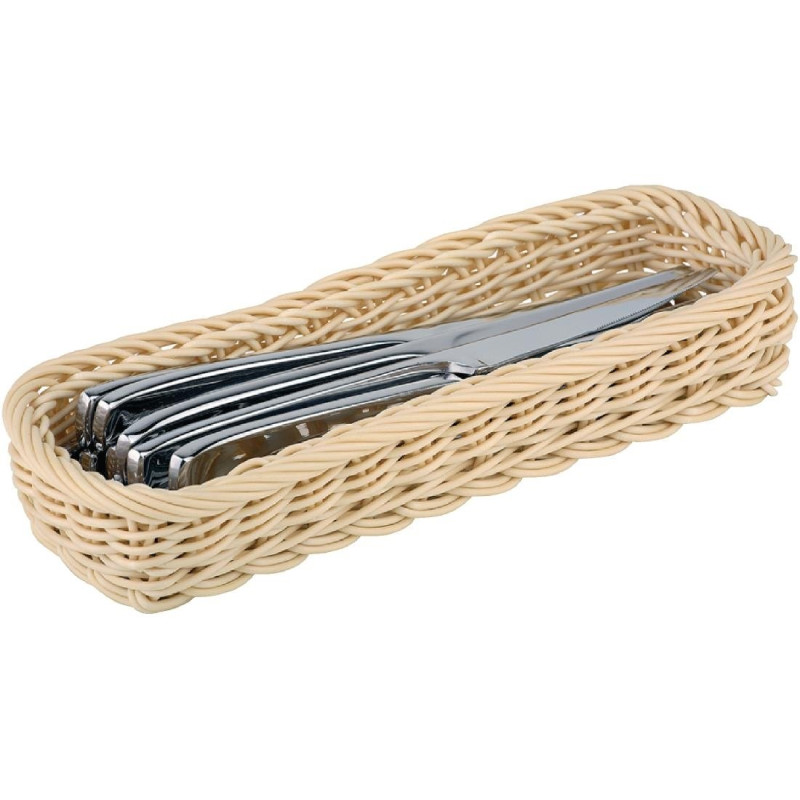 Rectangular Cutlery Basket in Rattan and Polypropylene 270 x 100 mm - APS - Fourniresto Rectangular Cutlery Basket in Rattan and Polypropylene 270 x 100 mm - APS - Fourniresto