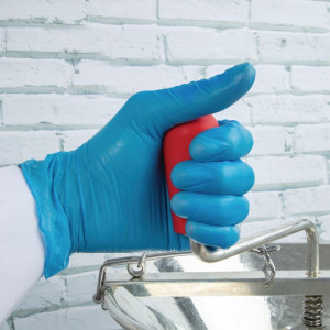 Vinüültoitlustuskinnaste, pulbrita, sinised, suurus S - 100 tk komplekt - Vogue - Fourniresto