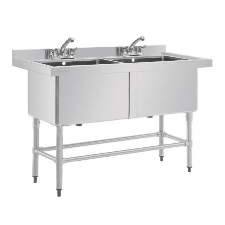 Topelt sügava kraanikausiga tagaseinaga 2 x 100 L 1410 x 600 mm - Vogue - Fourniresto