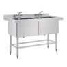 Topelt sügava kraanikausiga tagaseinaga 2 x 100 L 1410 x 600 mm - Vogue - Fourniresto