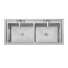 Topelt sügava kraanikausiga tagaseinaga 2 x 100 L 1410 x 600 mm - Vogue - Fourniresto