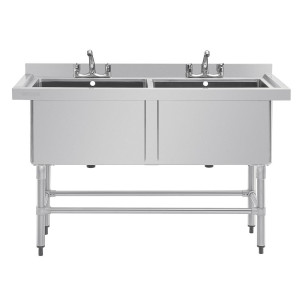 Topelt sügava kraanikausiga tagaseinaga 2 x 100 L 1410 x 600 mm - Vogue - Fourniresto