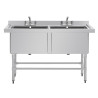 Topelt sügava kraanikausiga tagaseinaga 2 x 100 L 1410 x 600 mm - Vogue - Fourniresto