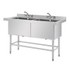 Topelt sügava kraanikausiga tagaseinaga 2 x 100 L 1410 x 600 mm - Vogue - Fourniresto