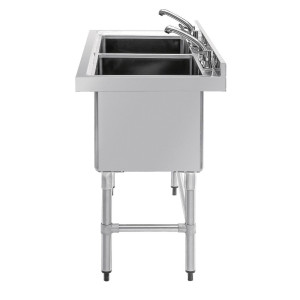 Topelt sügava kraanikausiga tagaseinaga 2 x 100 L 1410 x 600 mm - Vogue - Fourniresto