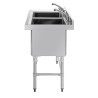 Topelt sügava kraanikausiga tagaseinaga 2 x 100 L 1410 x 600 mm - Vogue - Fourniresto