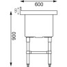 Topelt sügava kraanikausiga tagaseinaga 2 x 100 L 1410 x 600 mm - Vogue - Fourniresto