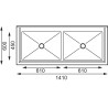 Topelt sügava kraanikausiga tagaseinaga 2 x 100 L 1410 x 600 mm - Vogue - Fourniresto
