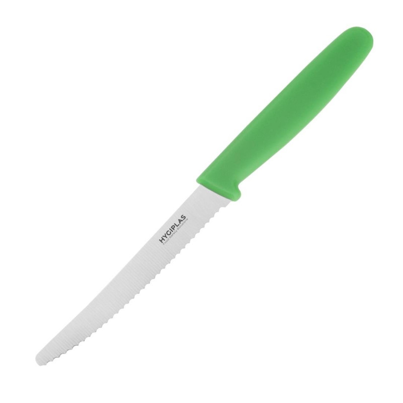 Couteau À Tomates Vert Lame Dentée 10 Cm - Hygiplas - Fourniresto Couteau À Tomates Vert Lame Dentée 10 Cm - Hygiplas - Fourniresto