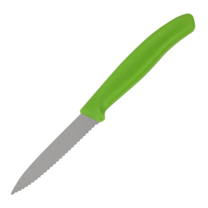 Couteau d'Office Vert Lame Dentée 8 cm - Victorinox - Fourniresto Couteau d'Office Vert Lame Dentée 8 cm - Victorinox - Fourniresto