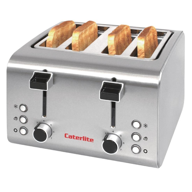 Stainless Steel 4-Slice Toaster - Caterlite - Fourniresto Stainless Steel 4-Slice Toaster - Caterlite - Fourniresto