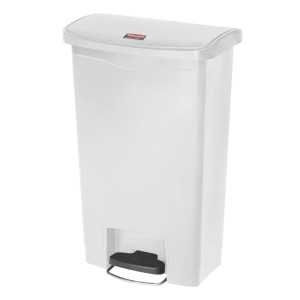 Prügikast Pedaliga Esiosaga Laia Slim Jim StepOn Valge 50L - Rubbermaid - Fourniresto