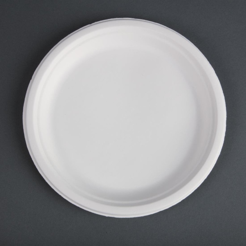 Assiettes en Bagasse Compostables 26 cm - Lot de 50 - Fiesta Green - Fourniresto Assiettes en Bagasse Compostables 26 cm - Lot de 50 - Fiesta Green - Fourniresto