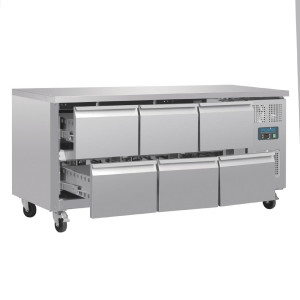 Jahutatud laud GN 1/1 ventileeritud 6 sahtliga seeria U 465L - Polar - Fourniresto