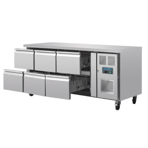 Jahutatud laud GN 1/1 ventileeritud 6 sahtliga seeria U 465L - Polar - Fourniresto