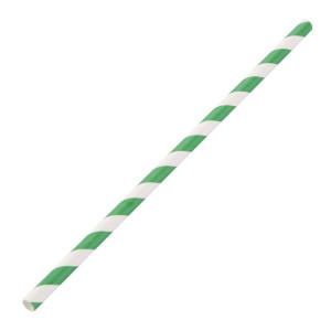 Paberist komposteeritavad triibulised joogikõrred rohelise ja valge värviga 210mm - 250 tükki komplektis - Fiesta Green - Fourni