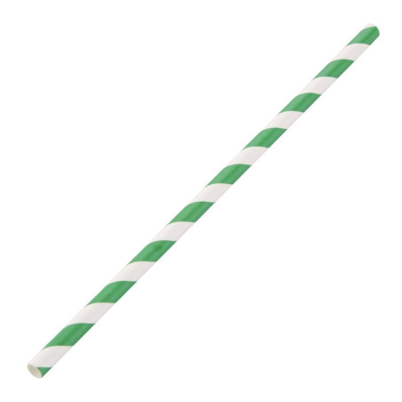 Paberist komposteeritavad triibulised joogikõrred rohelise ja valge värviga 210mm - 250 tükki komplektis - Fiesta Green - Fourni