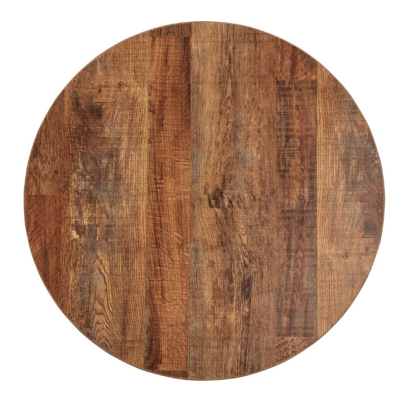 Round Table Top with Aged Wood Effect - 600mm - Bolero Round Table Top with Aged Wood Effect - 600mm - Bolero