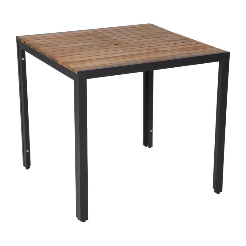 Square Steel and Acacia Table 80 cm - Bolero - Fourniresto Square Steel and Acacia Table 80 cm - Bolero - Fourniresto