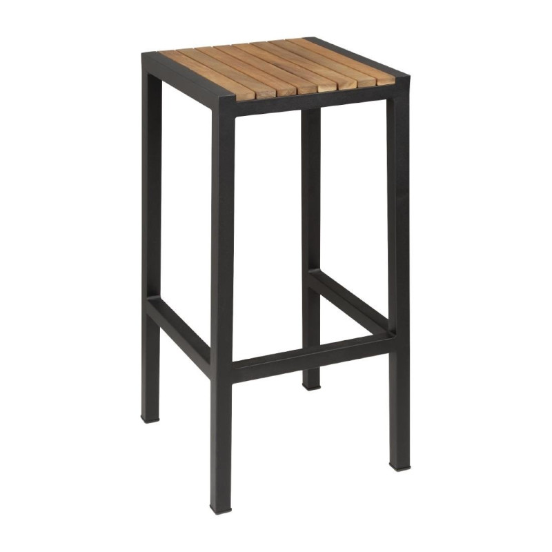 Tabourets de Bar en Acier et Acacia - Lot de 2 - Bolero - Fourniresto Tabourets de Bar en Acier et Acacia - Lot de 2 - Bolero - Fourniresto