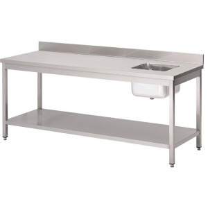 Peakokalaud parempoolse valamuga ja roostevabast terasest tagaseinaga - L 1200x S 700mm - Gastro M