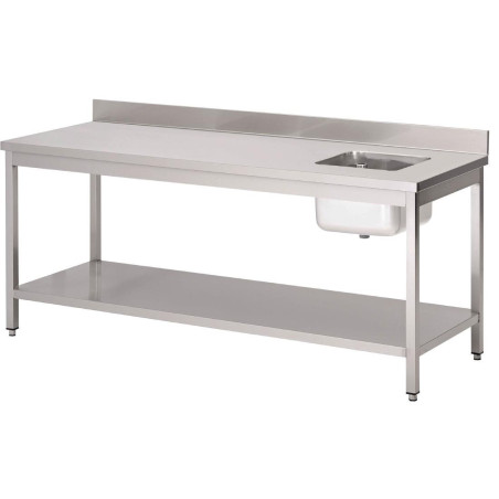 Peakokalaud parempoolse valamuga ja roostevabast terasest tagaseinaga - L 1200x S 700mm - Gastro M